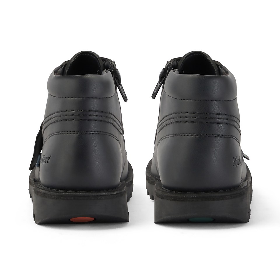 Junior Unisex Kick Hi Zip Leather Alternative Black