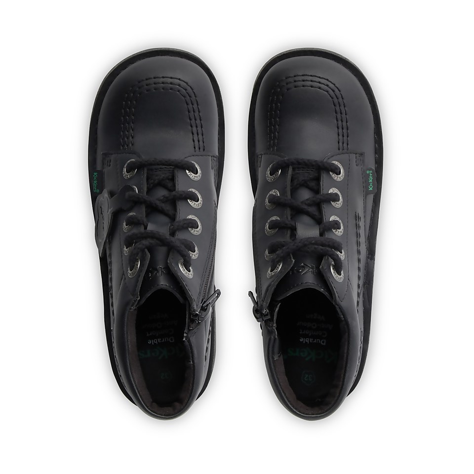 Junior Unisex Kick Hi Zip Leather Alternative Black