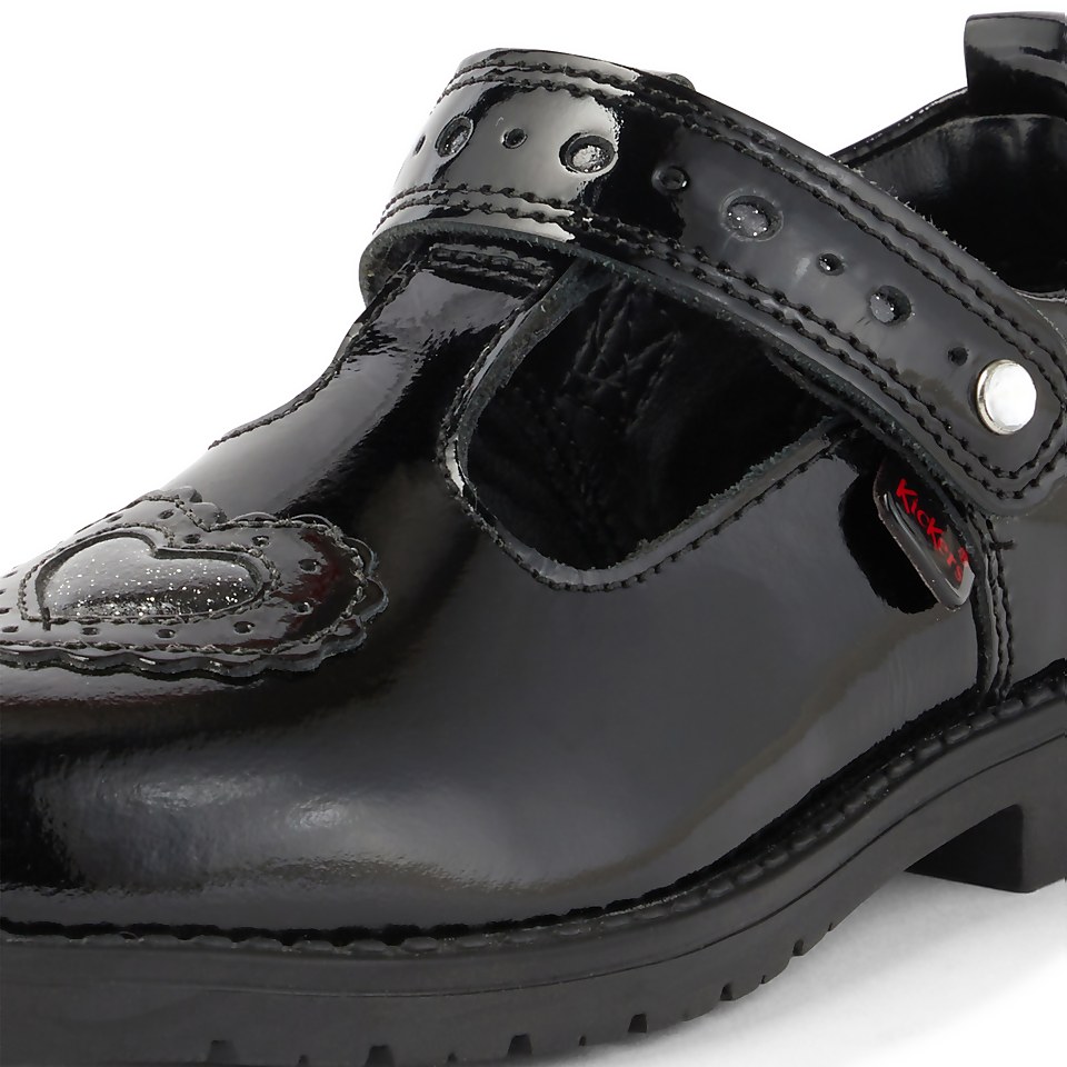 Infant Girls Lachly Heart T-Bar Patent Leather Black