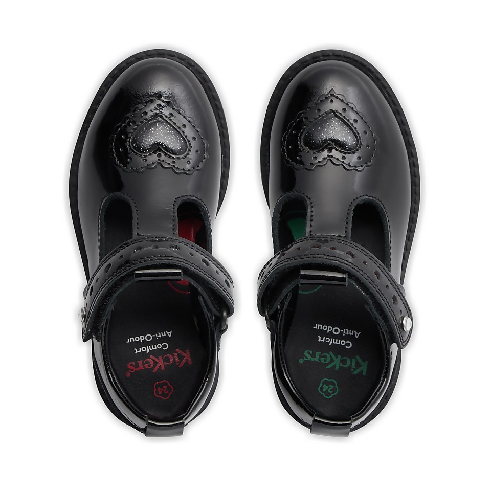 Infant Girls Lachly Heart T-Bar Patent Leather Black