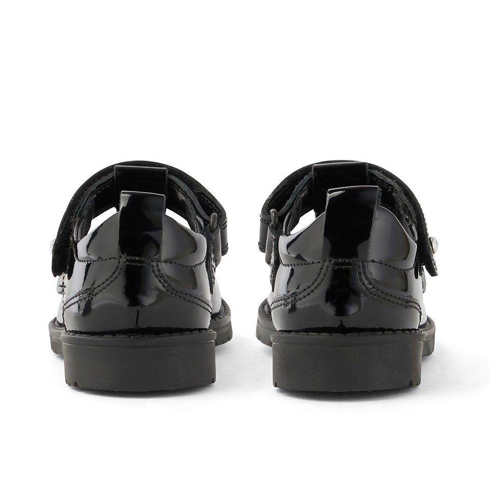 Infant Girls Lachly Heart T-Bar Patent Leather Black