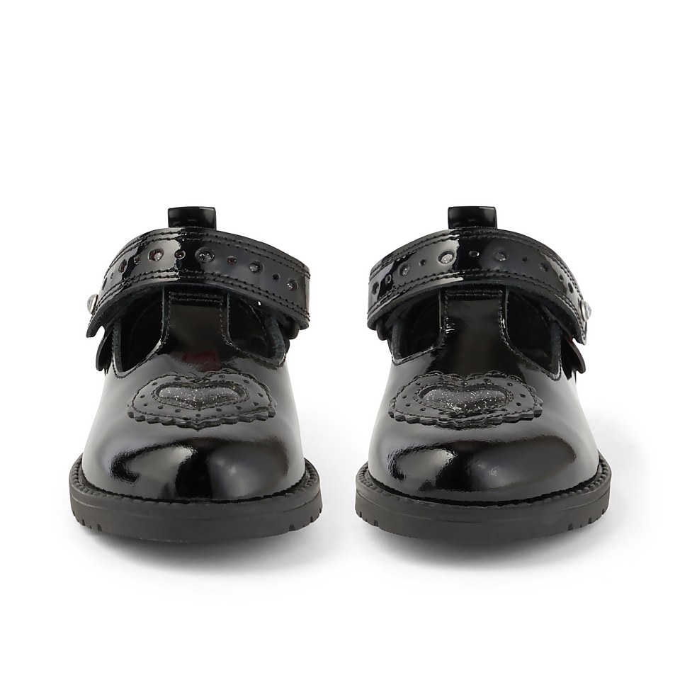 Infant Girls Lachly Heart T-Bar Patent Leather Black