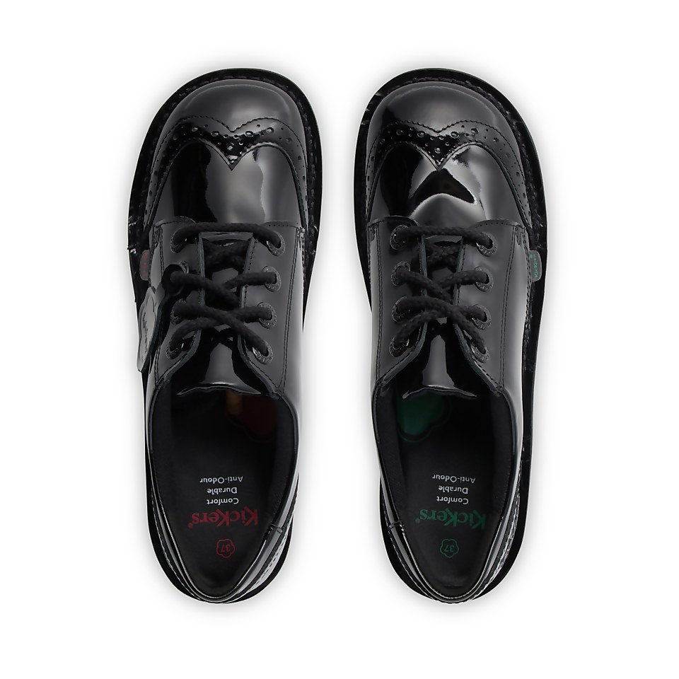 Junior Girls Kick Lo Brogue Patent Leather Black
