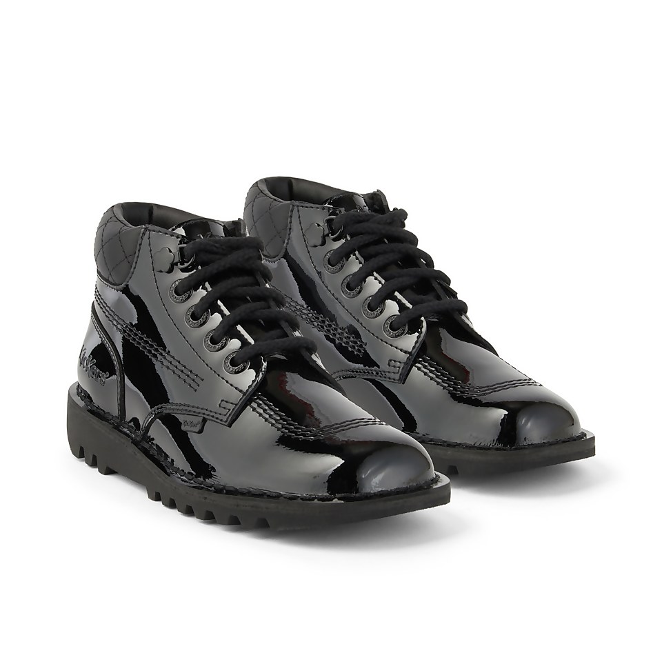 Youth Womens Kick Hi Quilt Patent Leather Black