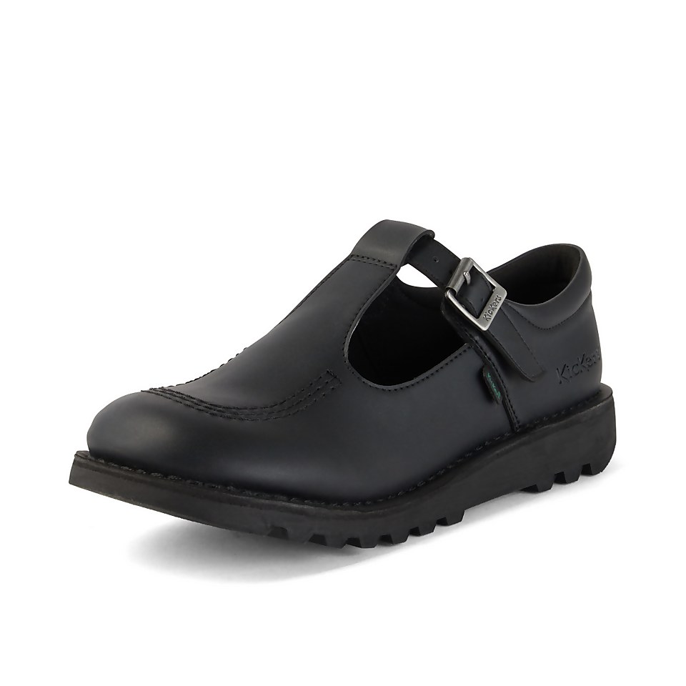 Youth Womens Kick T Bar Leather Alternative Black