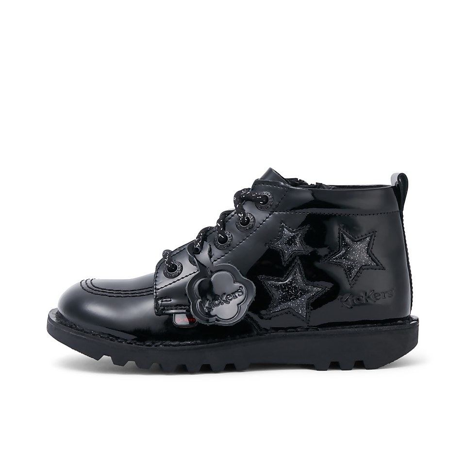 Junior Girls Kick Hi Star Patent Leather Black