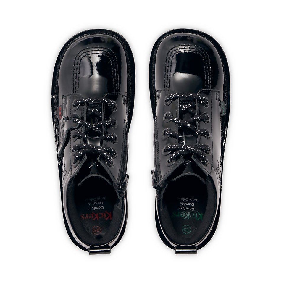Junior Girls Kick Hi Star Patent Leather Black