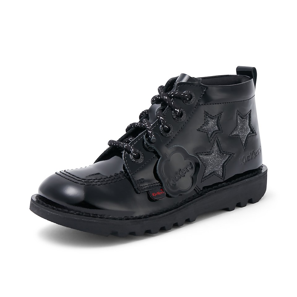 Junior Girls Kick Hi Star Patent Leather Black