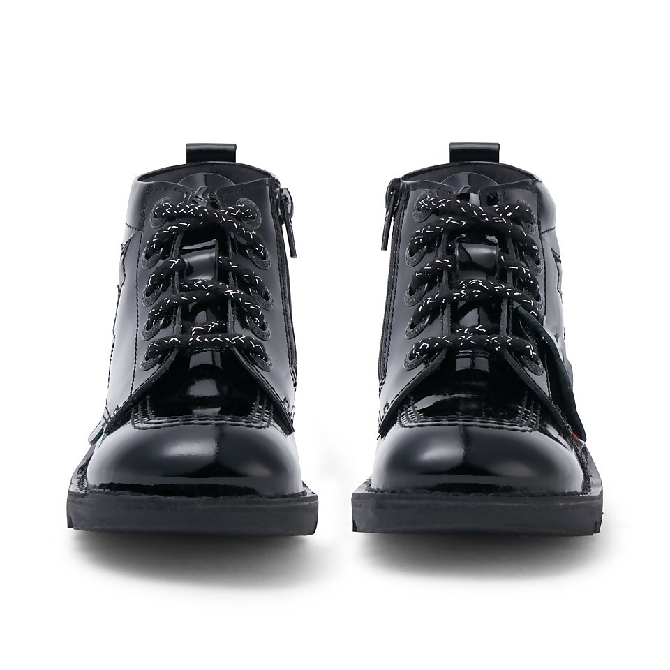Junior Girls Kick Hi Star Patent Leather Black