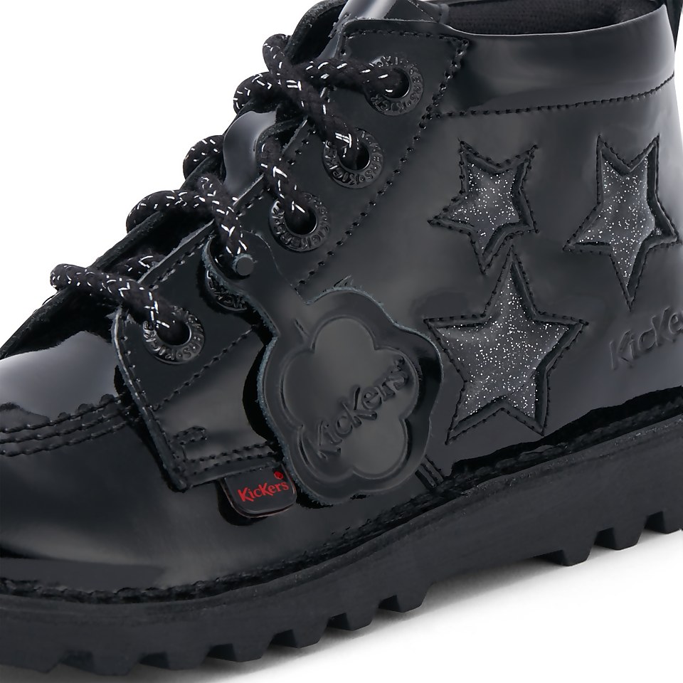 Junior Girls Kick Hi Star Patent Leather Black