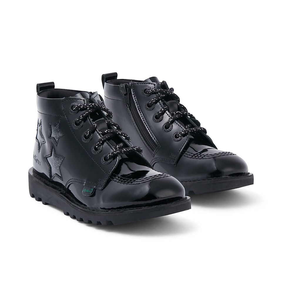 Junior Girls Kick Hi Star Patent Leather Black