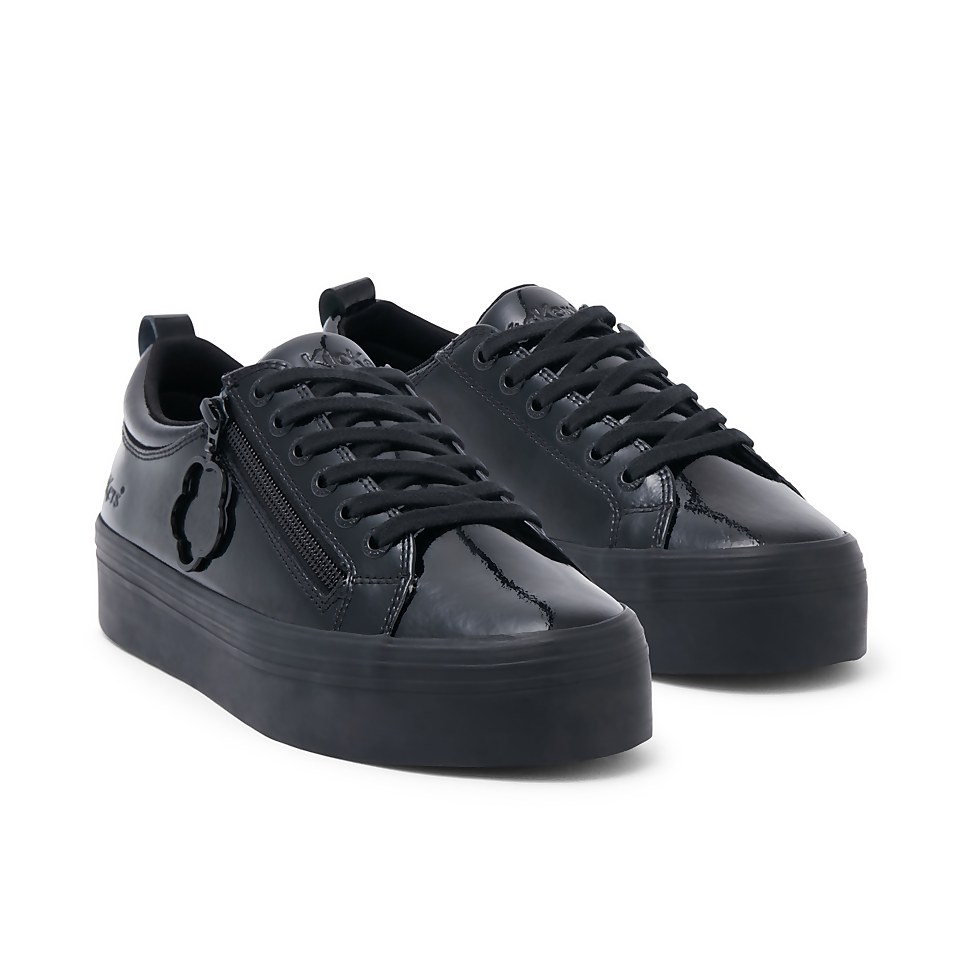 Youth Womens Tovni Stack Fleur Leather Black