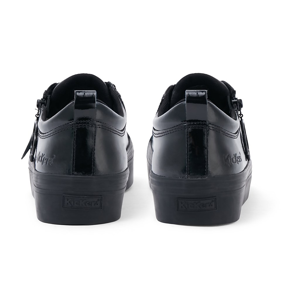 Youth Womens Tovni Stack Fleur Leather Black
