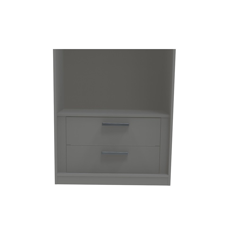 House Beautiful Fitted Bedroom Internal Built-In Two Drawer Unit for Double Wardrobe - Grey
