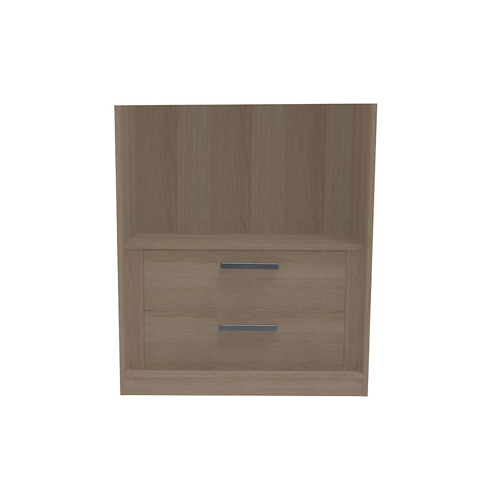 House Beautiful Fitted Bedroom Internal Built-In Two Drawer Unit for Double Wardrobe - Oak Effect
