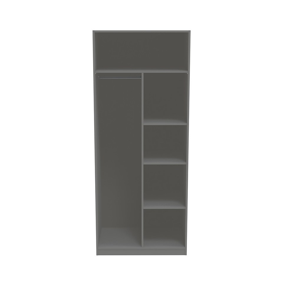 House Beautiful Fitted Bedroom Internal Dividing Panel, Shelves and Hanging Rail for Double Wardrobe - Grey