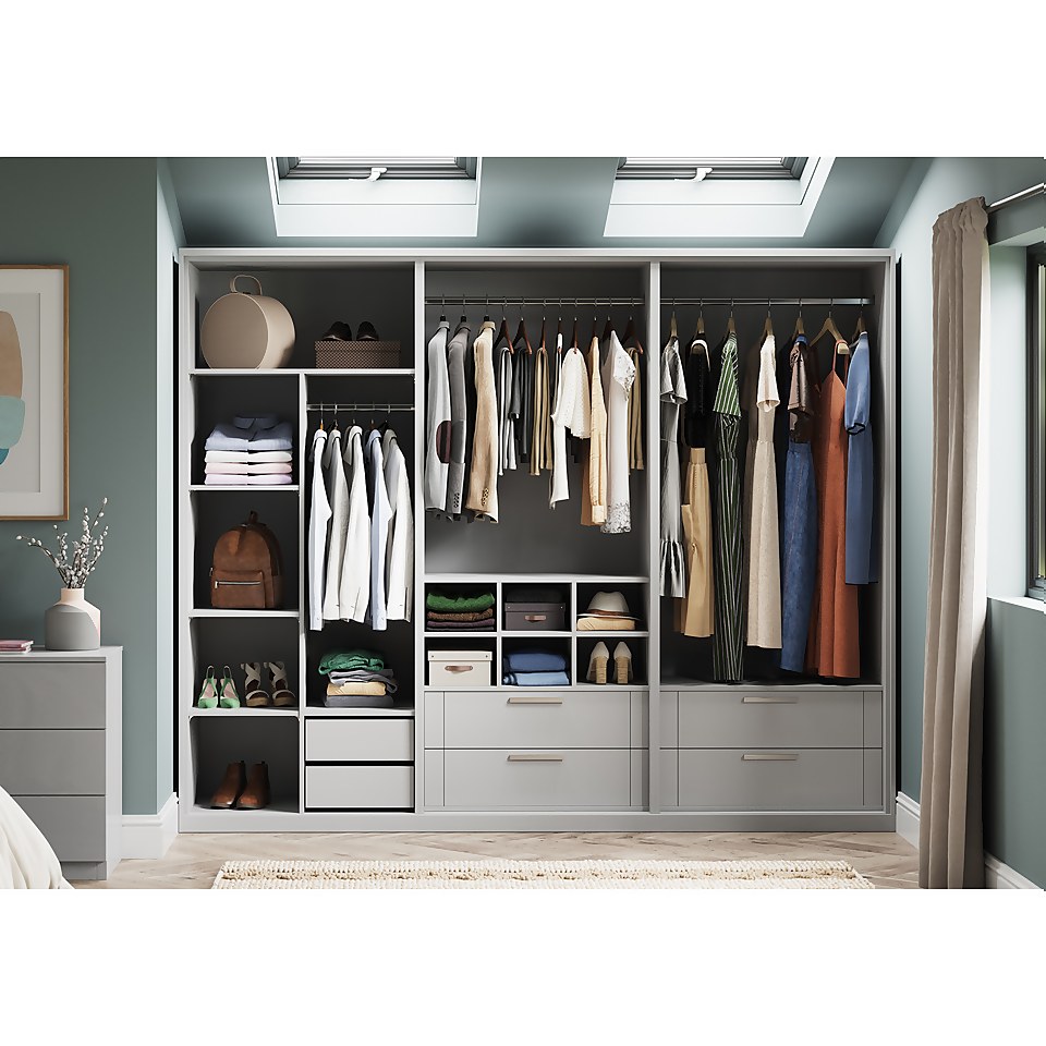 House Beautiful Fitted Bedroom Internal Pigeon Hole Storage Unit for Double Wardrobe - Grey
