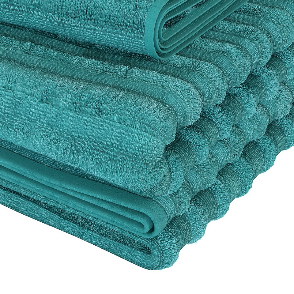 Homebase Edit Ribbed Hand Towel - Forest - 50x90cm