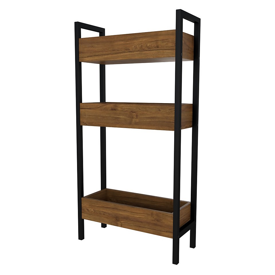 Homebase 3 Tier Bathroom Storage Caddy - Mango Oak & Black