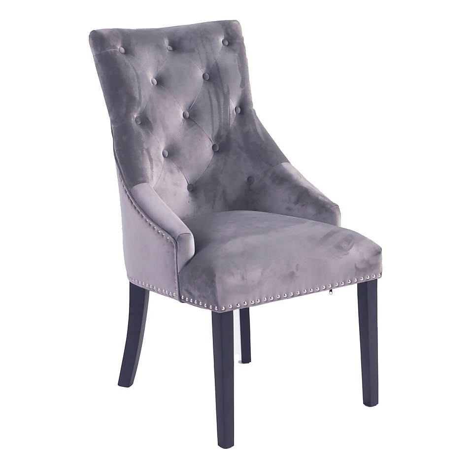 Ludlow Round Dining Table and 4 Annabelle Chairs Black & Grey Homebase