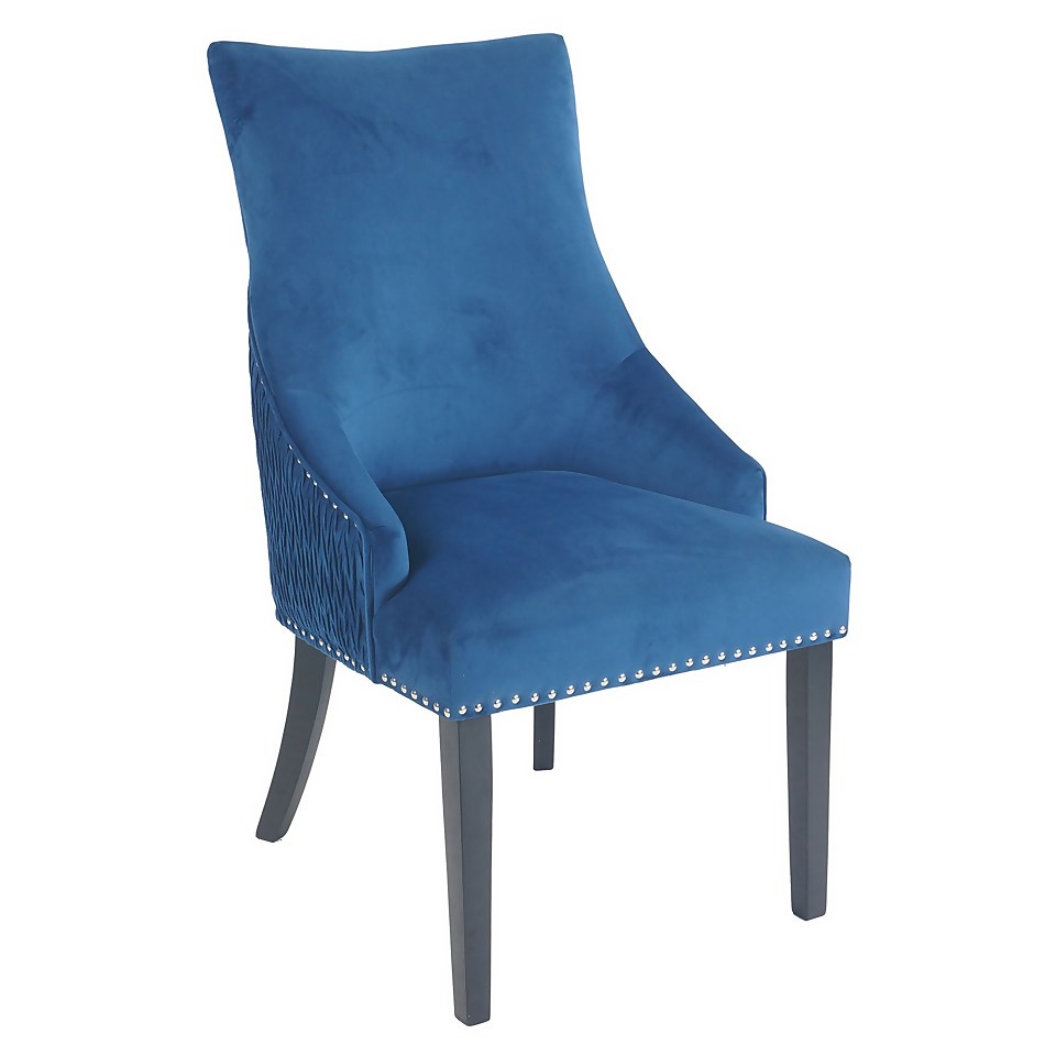 Ludlow Round Dining Table and 4 Annabelle Chairs Black & Navy Homebase