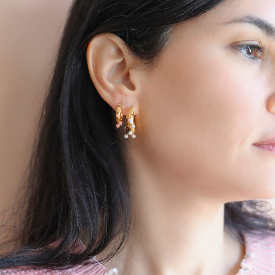 Joanna Laura Constantine Mini Wave Enamel and Gold-Tone Hoop Earrings