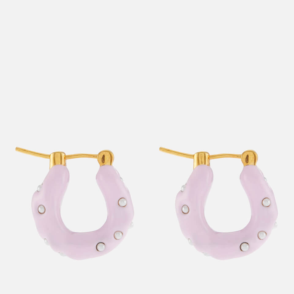 Joanna Laura Constantine Enamel, Mini Pearl and Gold-Tone Hoop Earrings