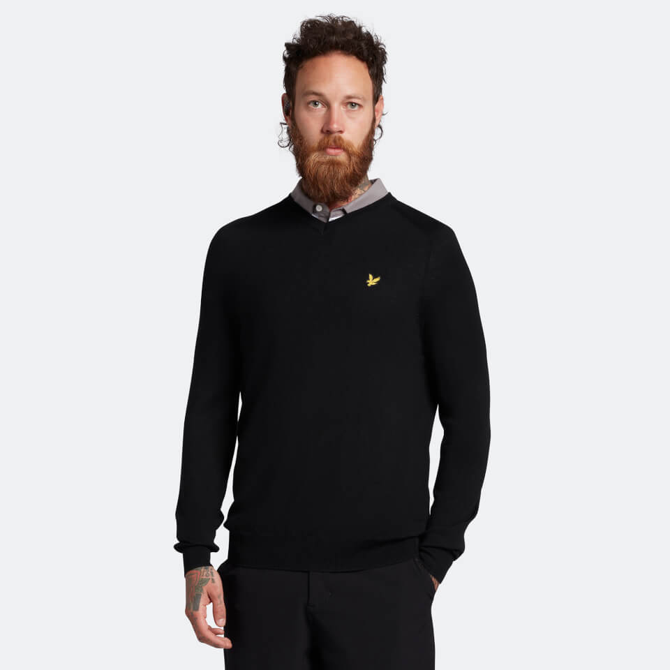 Golf Merino V Neck Jumper - Jet Black 