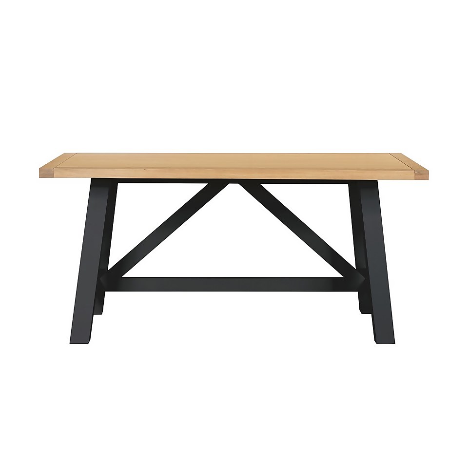 Ashstead Dining Table and 2 Benches Oak and Charcoal Homebase