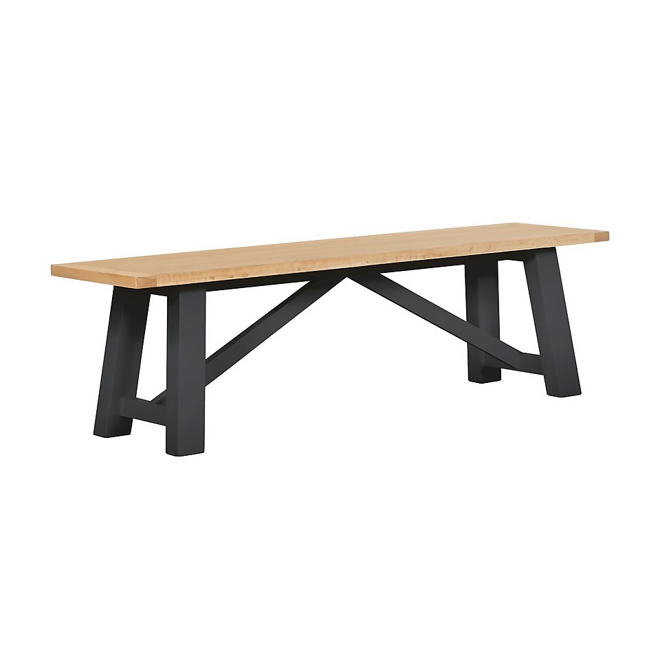 Ashstead Dining Table and 2 Benches Oak and Charcoal Homebase