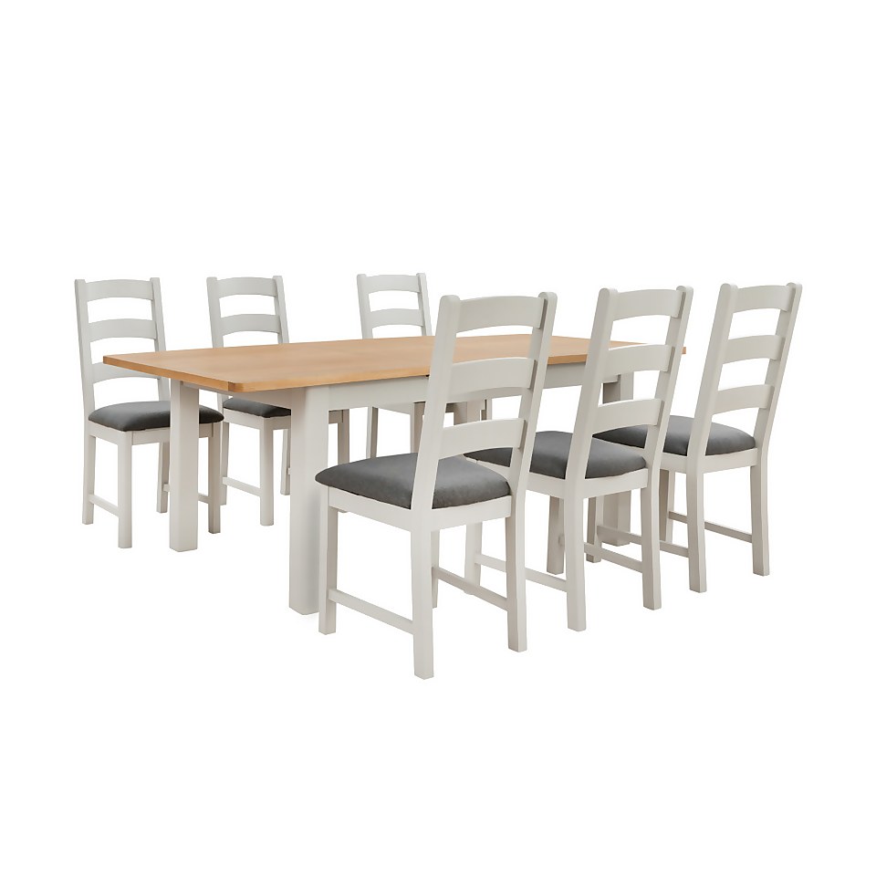 Norbury Extending Dining Table and 6 Chairs Grey Homebase