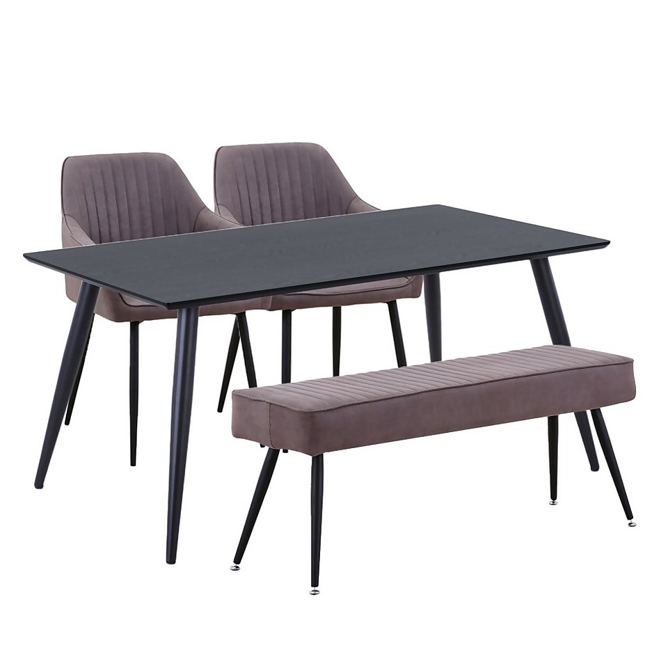 Illona Dining Table, Archer Bench and 2 Archer Chairs Homebase