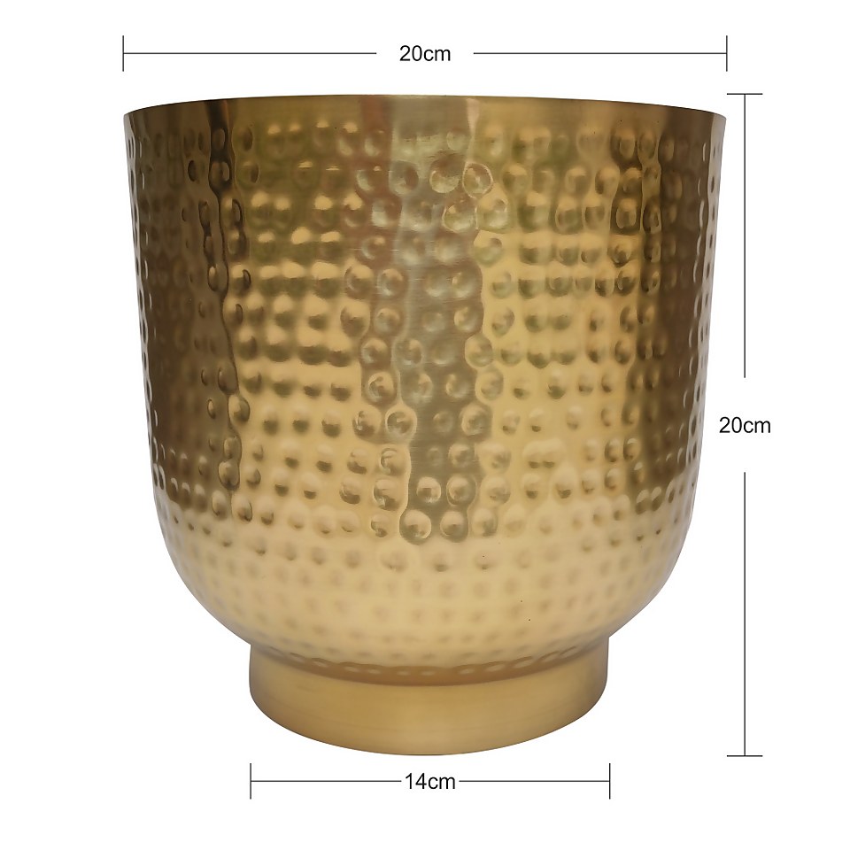 Hammered Brass Effect Indoor Plant Pot - 20cm