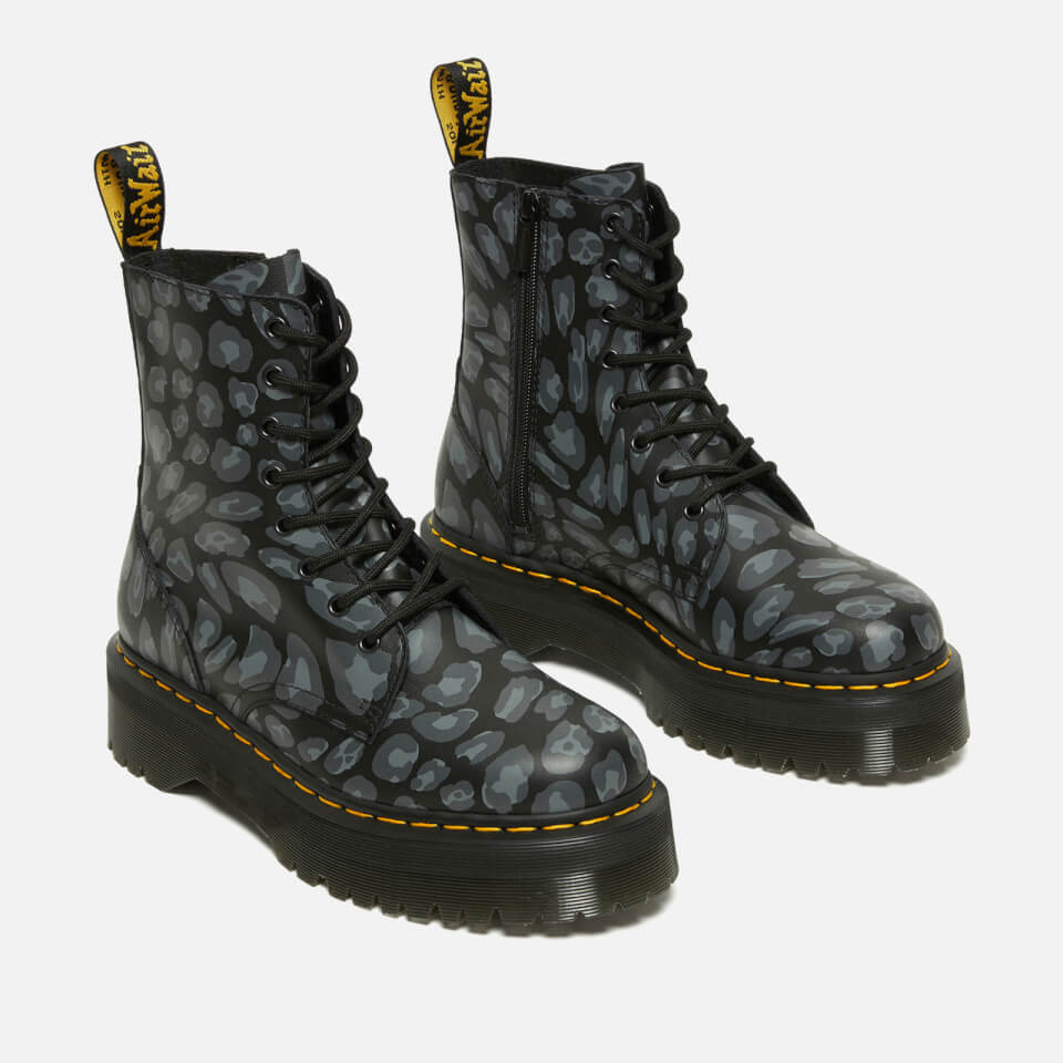 Dr. Martens Jadon Distorted Leopard Leather Platform Boots