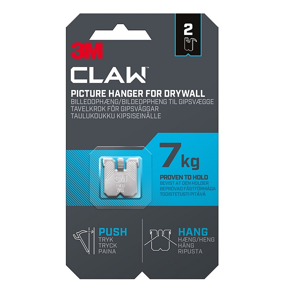 3M CLAW Drywall Picture Hanger 2 Pack -  7kg