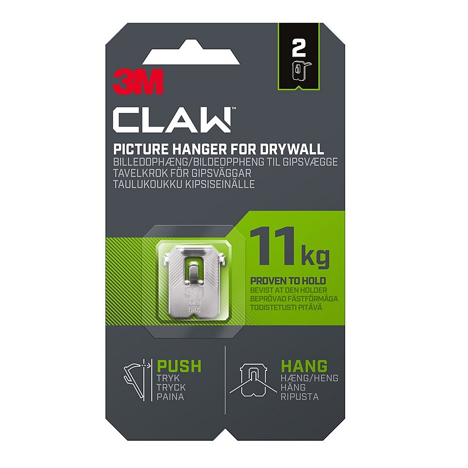 3M CLAW Drywall Picture Hanger 2 Pack - 11kg