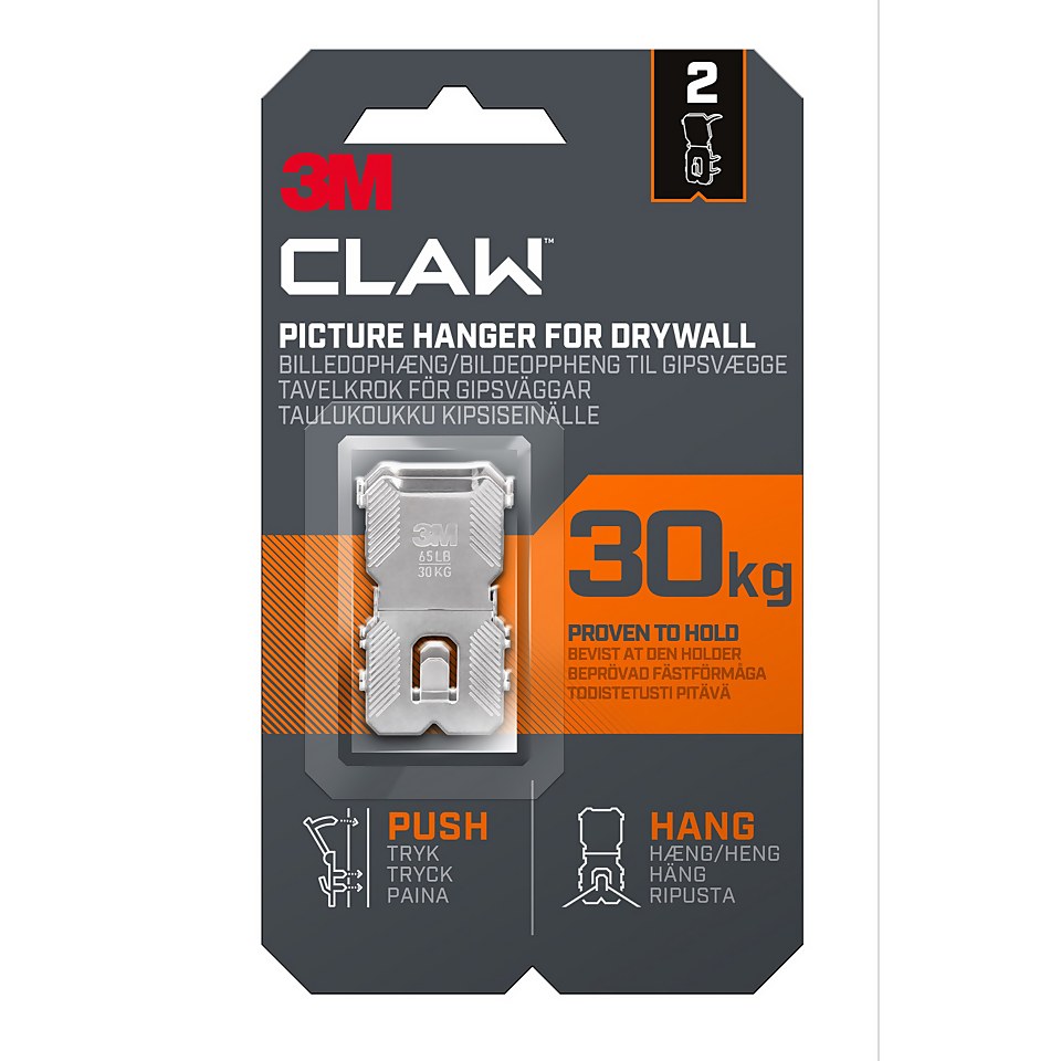 3M CLAW Drywall Picture Hanger 2 Pack - 30kg