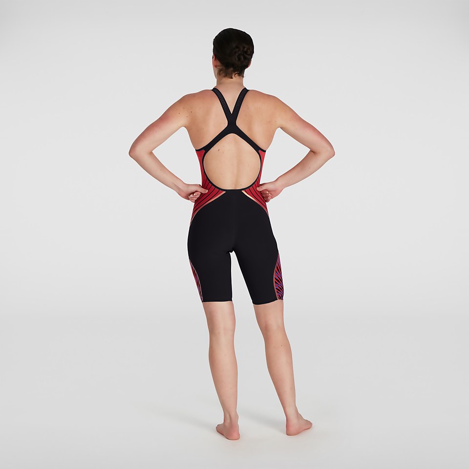 Combinaison partielle Femme LZR Pure Intent dos ouvert noir/rouge