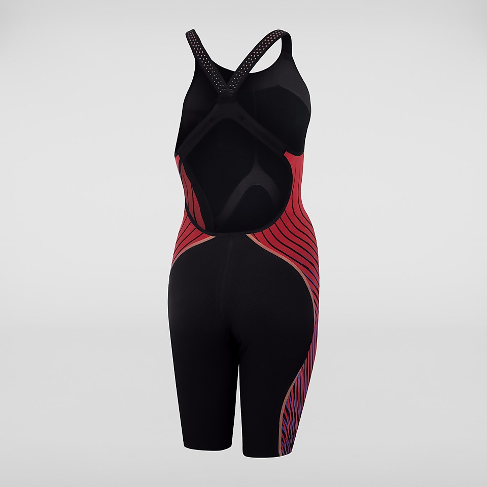 Combinaison partielle Femme LZR Pure Intent dos ouvert noir/rouge