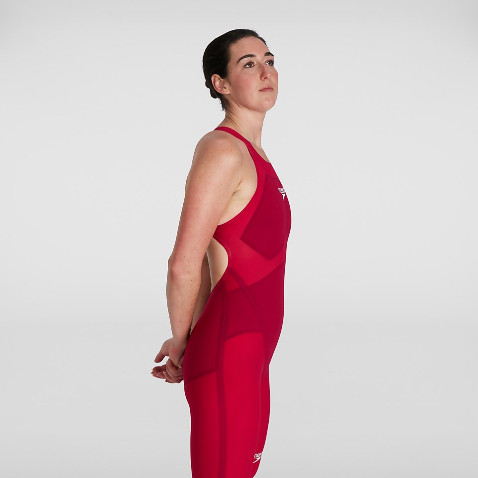 Combinaison Fastskin Femme LZR Pure Valor dos ouvert rouge