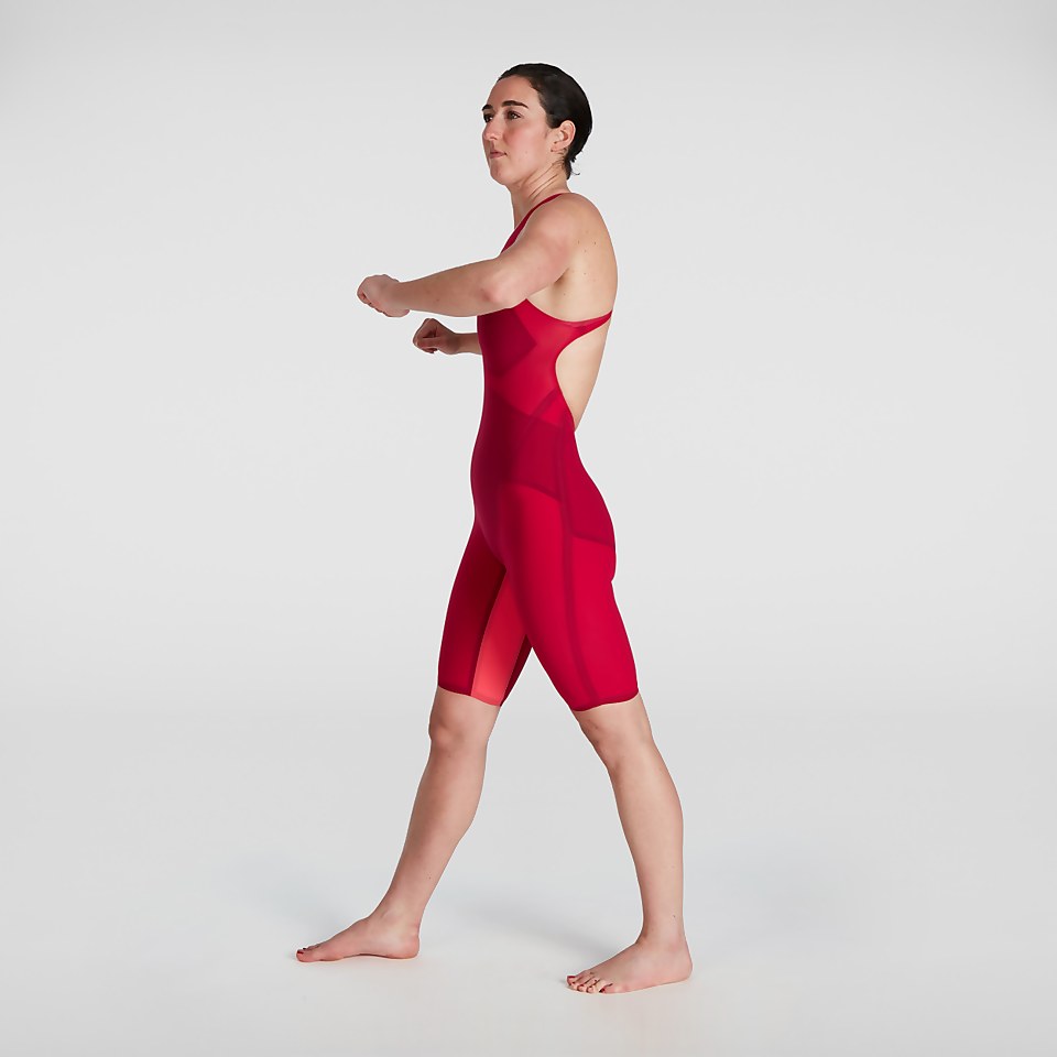 Combinaison Fastskin Femme LZR Pure Valor dos ouvert rouge