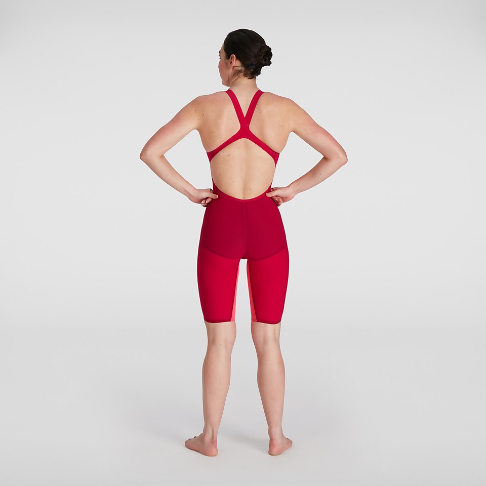 Combinaison Fastskin Femme LZR Pure Valor dos ouvert rouge