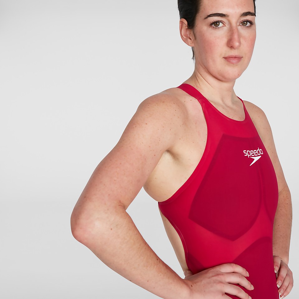 Combinaison Fastskin Femme LZR Pure Valor dos ouvert rouge