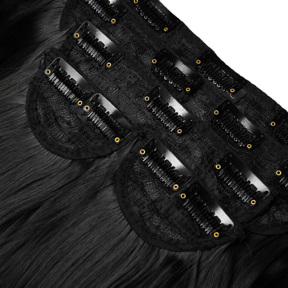 LullaBellz Super Thick 16" 5 Piece Blow Dry Wavy Clip In Extensions Natural Black