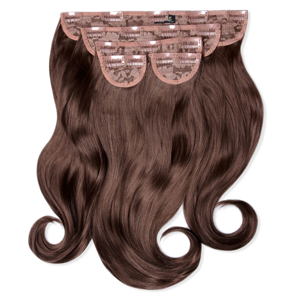 LullaBellz Super Thick 16" 5 Piece Blow Dry Wavy Clip In Extensions Chestnut
