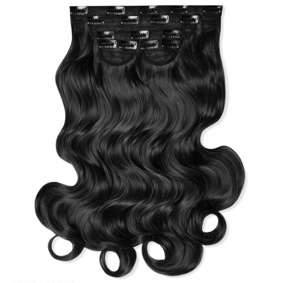 LullaBellz Super Thick 22" 5 Piece Curly Clip In Extensions Natural Black