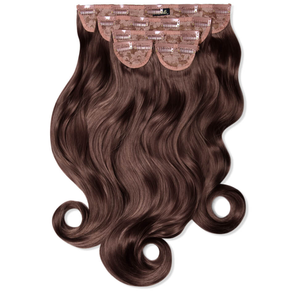 LullaBellz Super Thick 22" 5 Piece Curly Clip In Extensions Chestnut