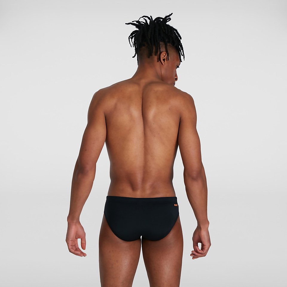 Slip de bain Homme Tech Panel 7 cm noir/orange