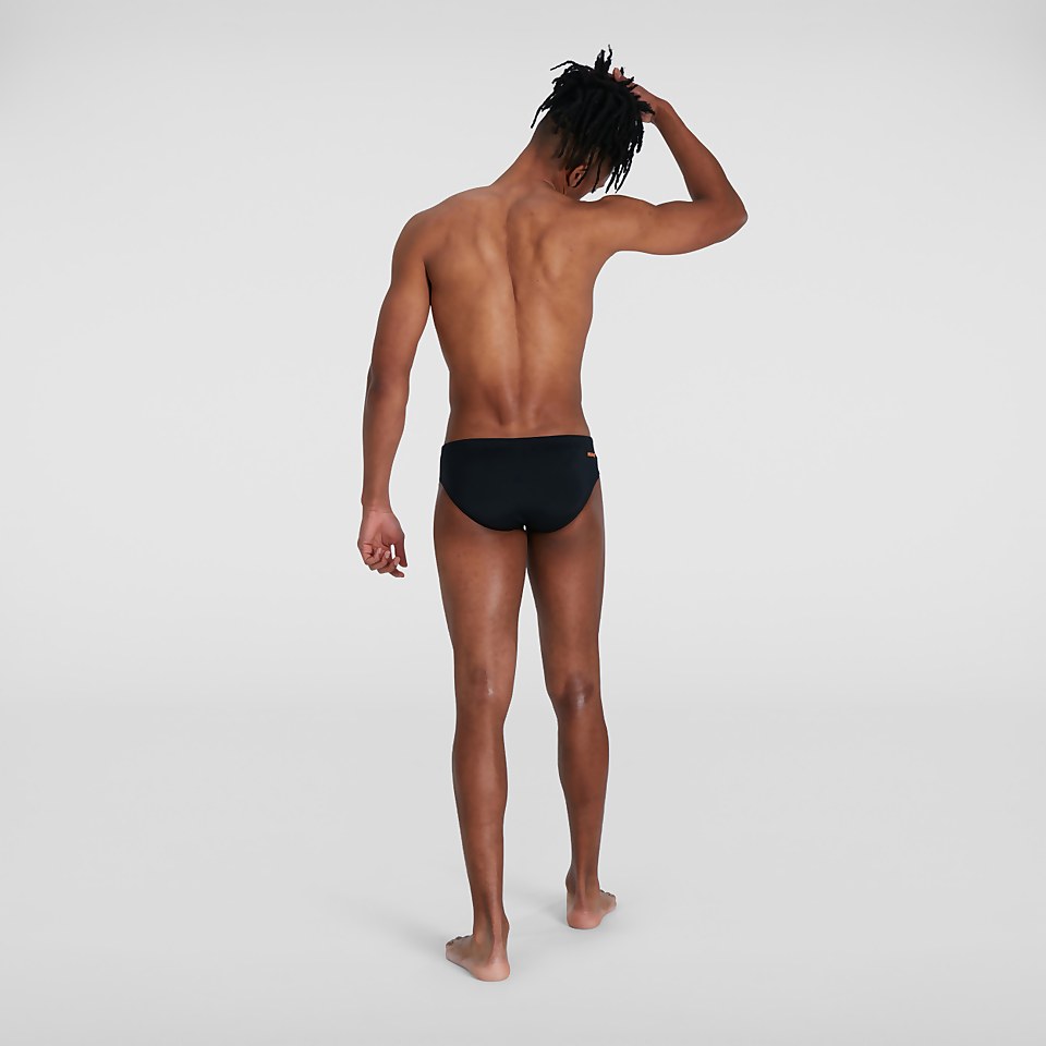 Slip de bain Homme Tech Panel 7 cm noir/orange