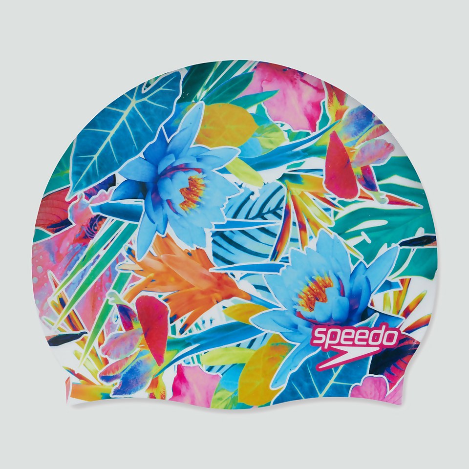 Digital Print Badekappe Blau/Grün für Erwachsene